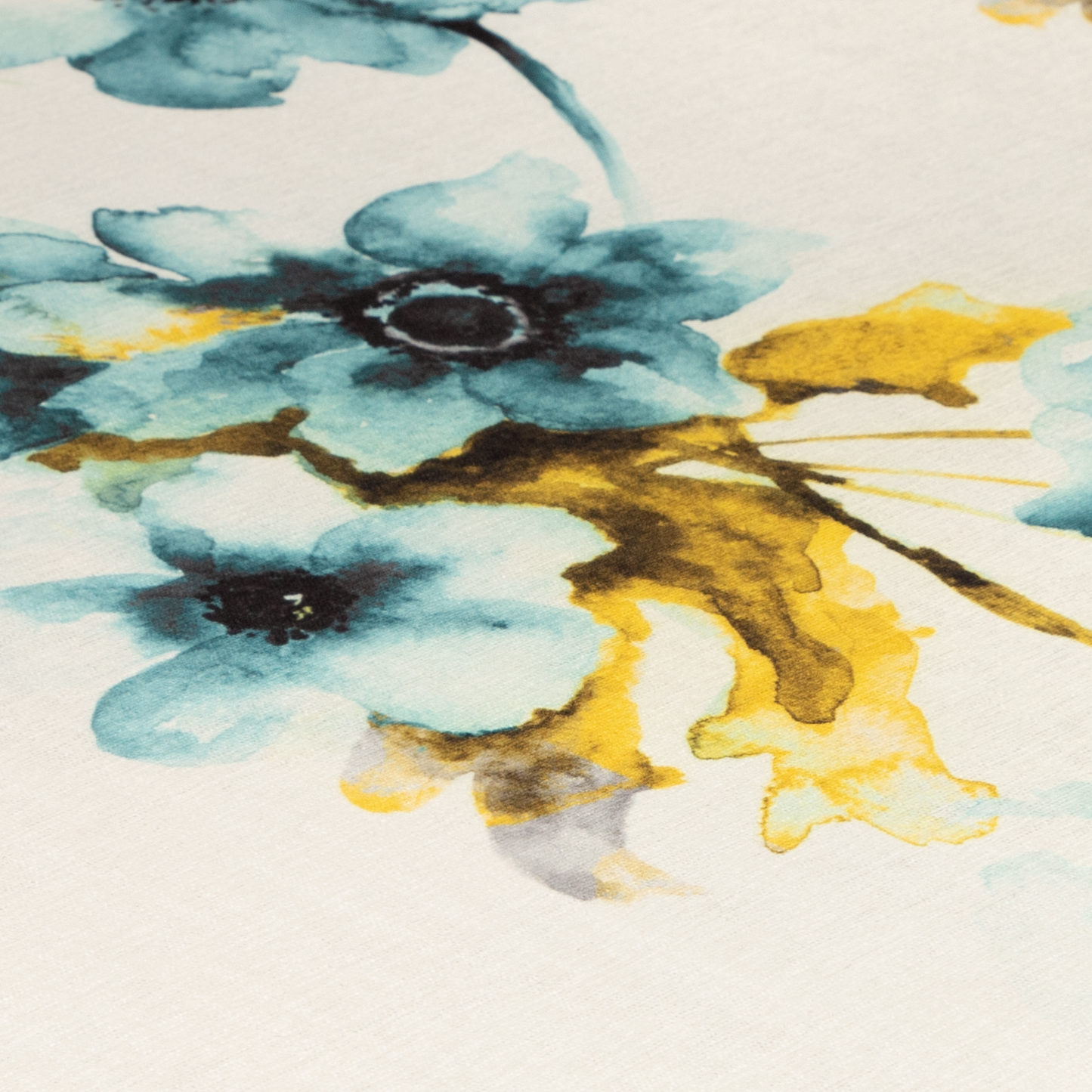 Edel Samt Tischdecke Blaue Mohnblume 110x110 cm