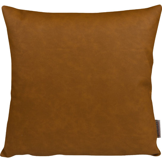 braune Kunstleder Kissenhülle - Poemia solid cognac - 45x45 cm