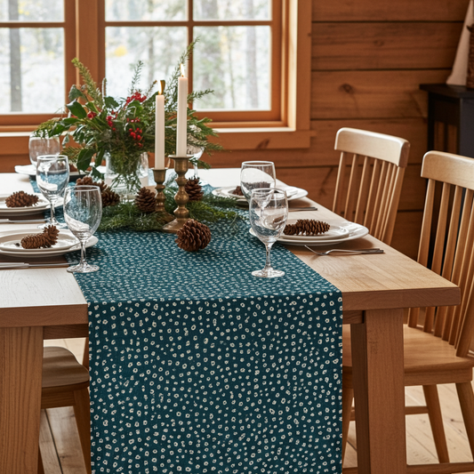 gepunkteter Tischläufer in türkis - Poemia Dots - 40/90 cm