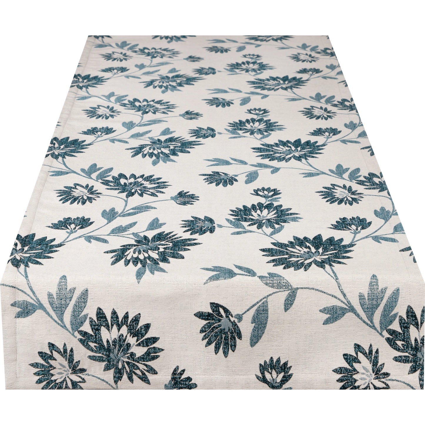 Tischband Petrolblüten - Poemia Flower 50x150 cm