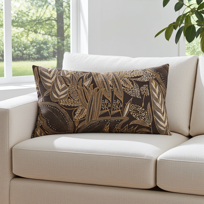 Kissenhülle Savannen Gold - Timbu Leaves dark 30x50 cm