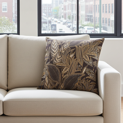 Kissenhülle Savannen Gold - Timbu Leaves dark 40x40 cm