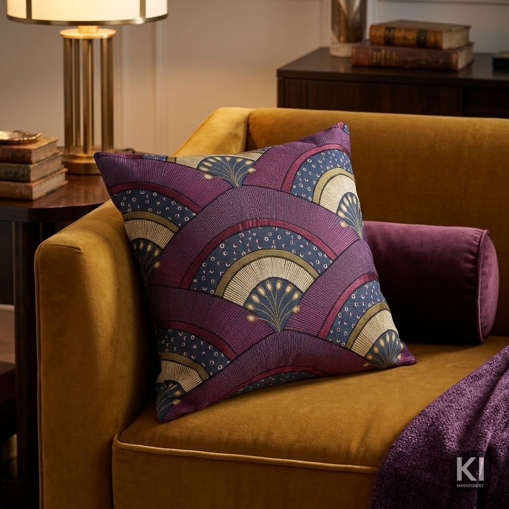 Jacquard Kissenhülle Glamour Fächer 40x40 cm
