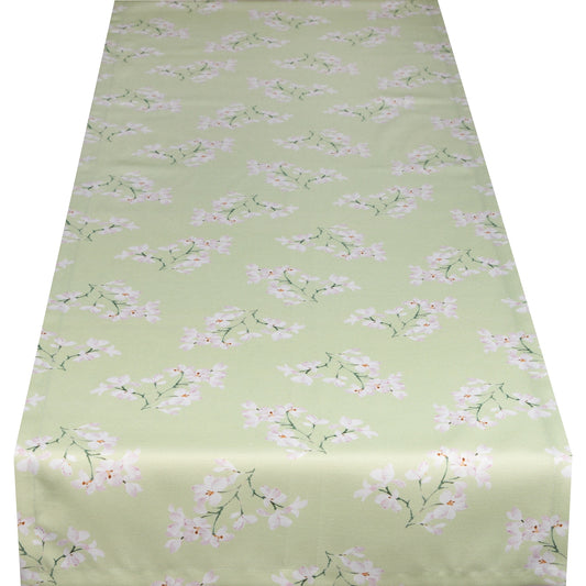 Tischband Weiße Blütenpracht - Avila Blossom 50x150 cm