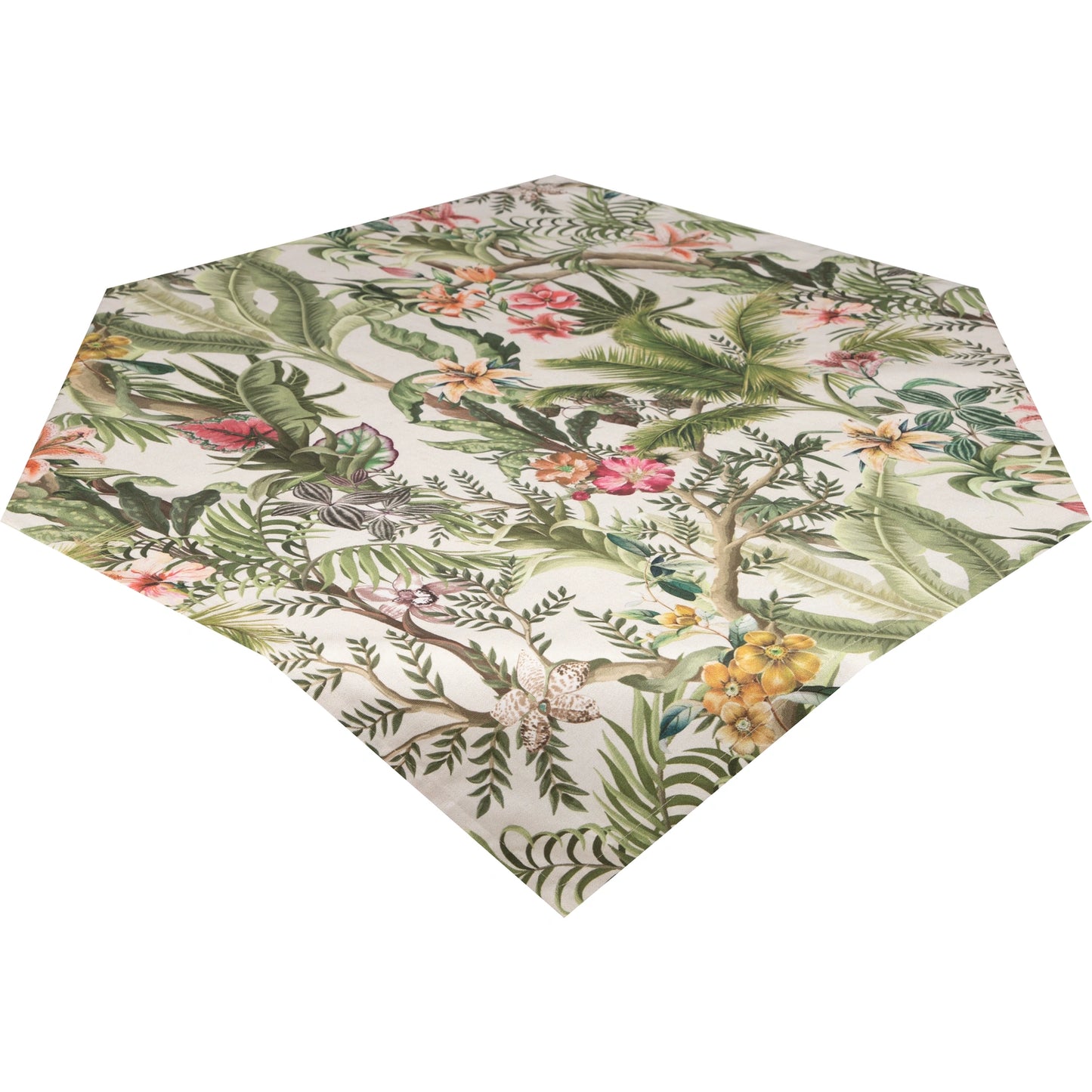 Baumwoll Mitteldecke Tropenflora 85x85 cm