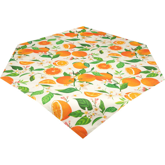 Mitteldecke mit Orangen und Blüten eines Orangenbaumes - Natural Orange - 85/85 cm