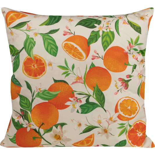 Kissenhülle mit Orangen und Orangenblüten - Natural Orange - 50x50 cm
