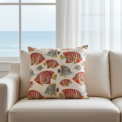 Jacquard Kissenhülle Fische 45x45 cm