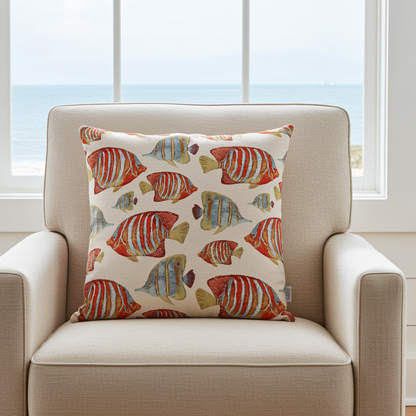 Jacquard Kissenhülle Fische 45x45 cm