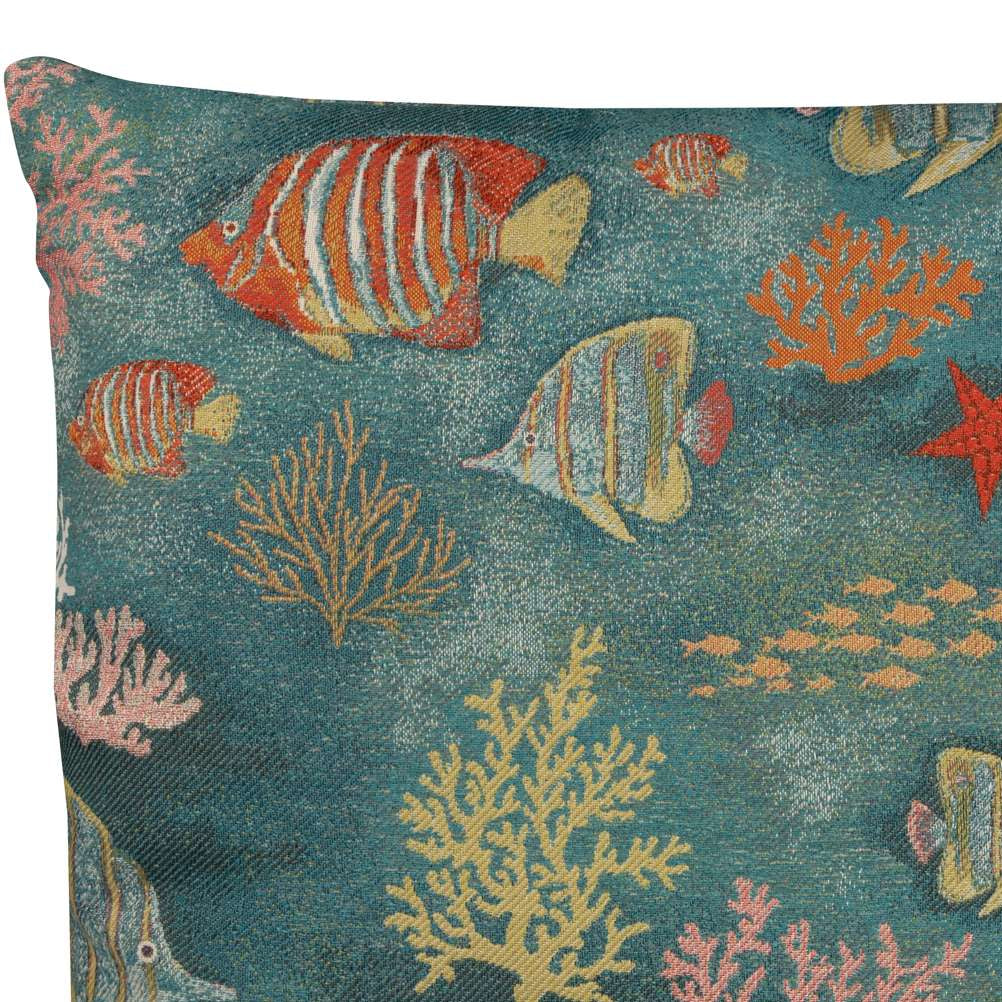 Kissenhülle mit Fischen und Korallen - Nautilus Aquarius - 45x45 cm