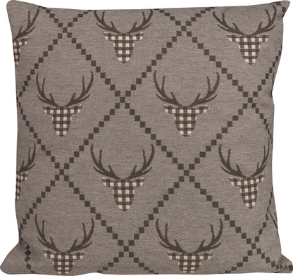Kissenhülle Lagundo Deer Grau 45x45 cm | Fein & Glatt - Hirsch Geweih Grau Raute