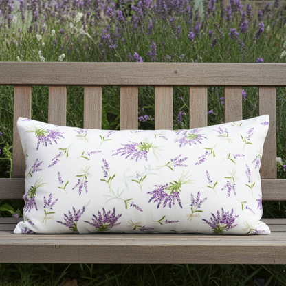 Baumwoll Kissenhülle mit Lavendel Bouquet 30x50 cm