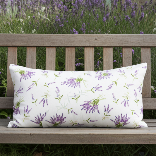 Baumwoll Kissenhülle mit Lavendel Bouquet 30x50 cm