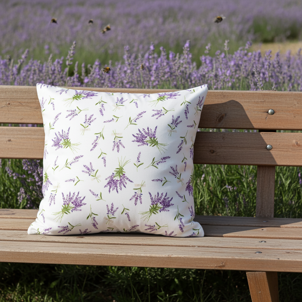 Baumwoll Kissenhülle Lavendel Bouquet 60x60 cm