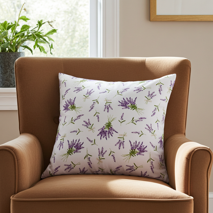 Baumwoll Kissenhülle Lavendel Bouquet 60x60 cm