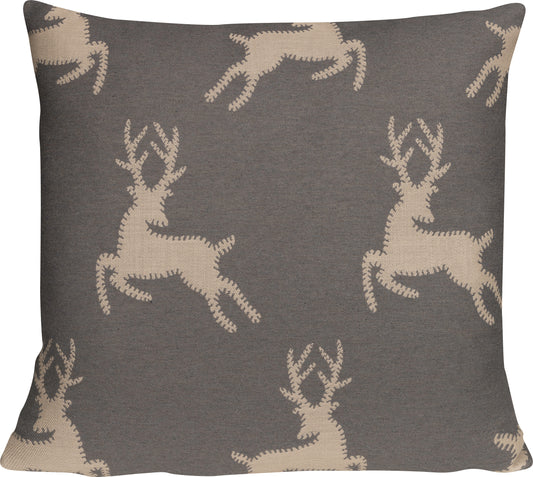 Kissenhülle Felix Deer Grau 50x50 cm | Fein & Glatt - Hirsch Beige Hellgrau Landhaus