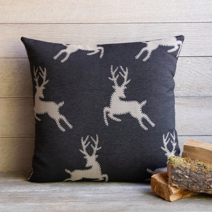 Kissenhülle Felix Deer Anthrazit 40x40 cm | Fein & Glatt - Hirsch Beige Landhaus