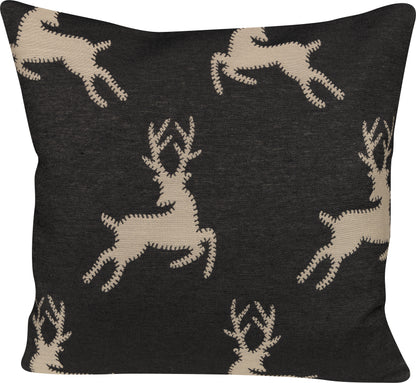 Kissenhülle Felix Deer Anthrazit 50x50 cm | Fein & Glatt - Hirsch Beige Landhaus