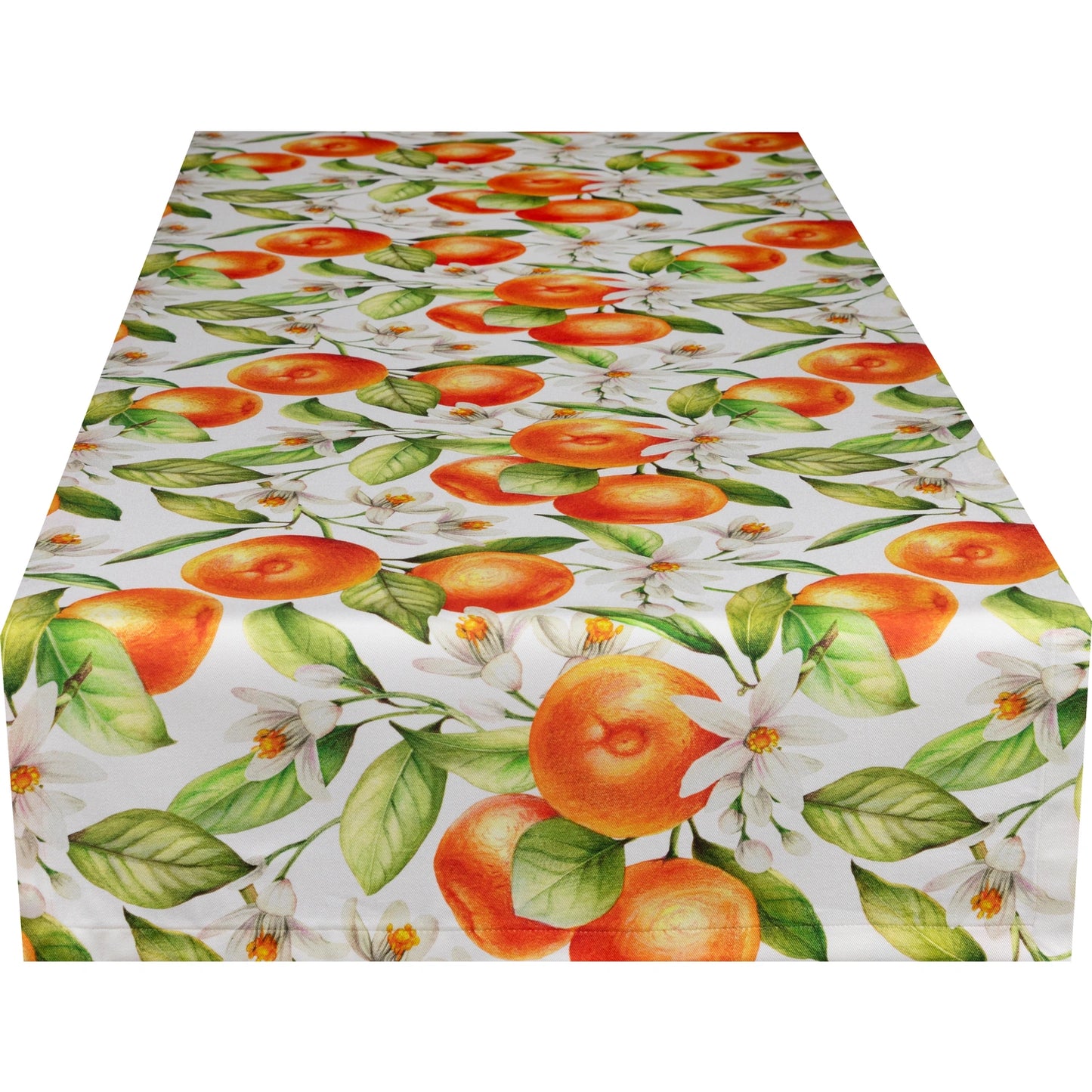 Baumwoll Tischband Orangen und Blüten 50x150 cm