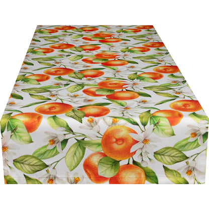 Baumwoll Tischband Orangen und Blüten 50x150 cm
