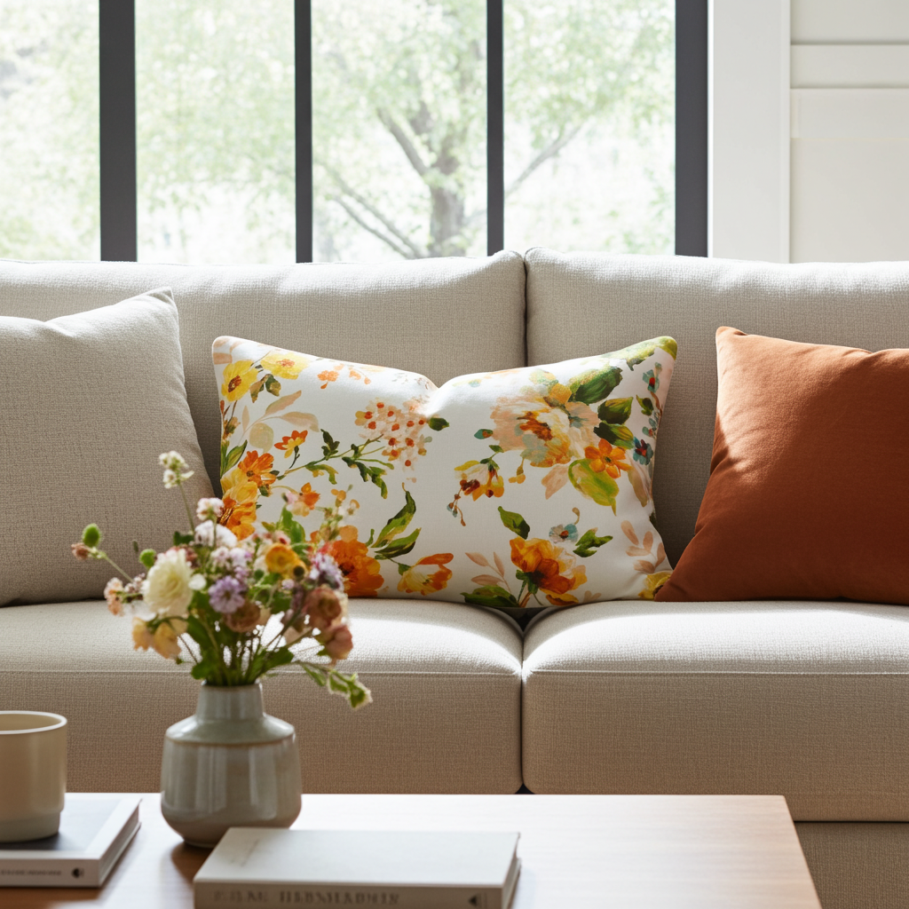 Kissenhülle Aquarell Frühlingshauch - Farrow Flower 40x60 cm