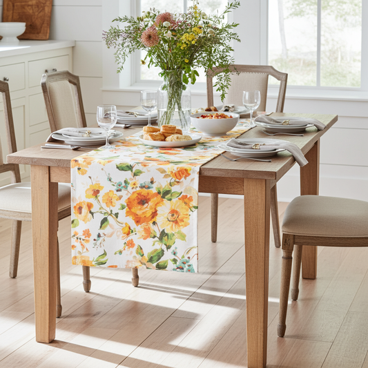 Tischband Aquarell Frühlingshauch - Farrow Flower 50x150 cm