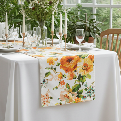 Tischband Aquarell Frühlingshauch - Farrow Flower 50x150 cm