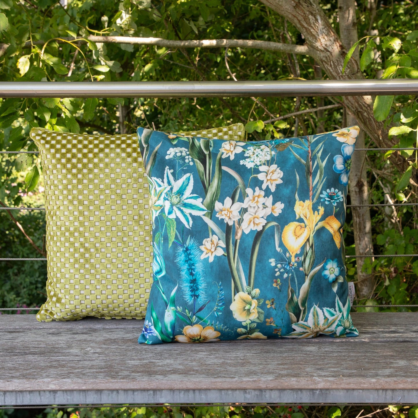 Edel Samt Kissenhülle Petrol Garten 60x60 cm