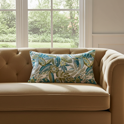 Jacquard Kissenhülle Blätter Tiefe 40x60 cm