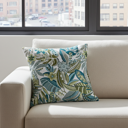 Jacquard Kissenhülle Blätter Tiefe 40x40 cm