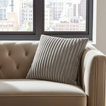 Fellimitat Kissenhülle Cord Optik fein gerippt grau 45x45 cm