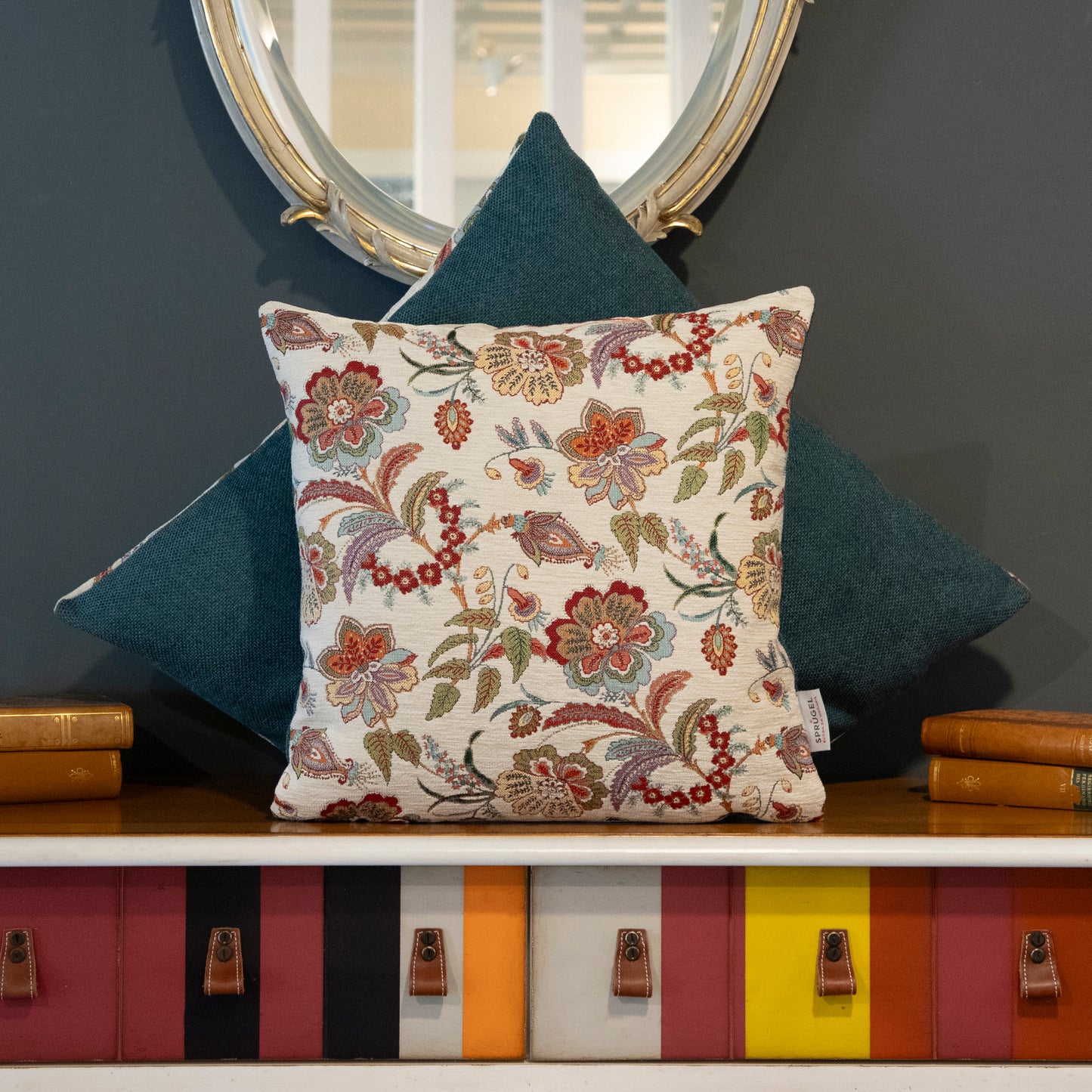 Chenille Kissenhülle Boho Floristik 40x40cm