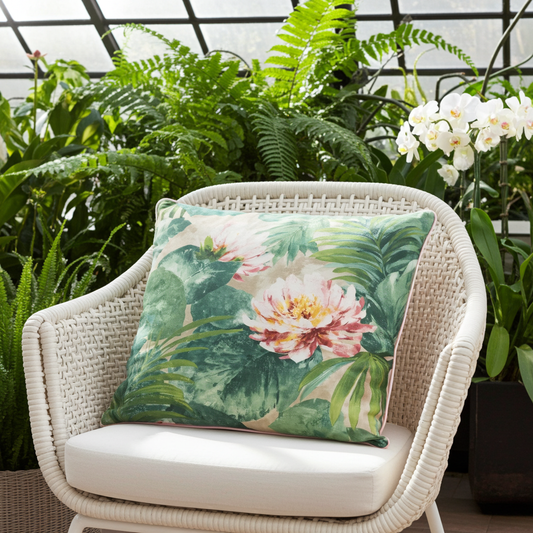 Kissenhülle mit Keder Tropische Seerose - Lionela Palm 60x60 cm