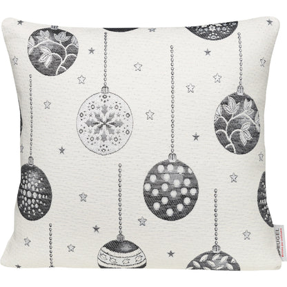 Jacquard Kissenhülle Weihnachtskugeln grau-weiß 50x50 cm | schlicht & moderne Weihnachtsdekoration