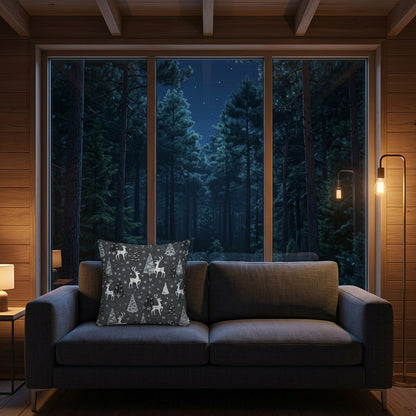 Glitzer Kissenhülle Silberne Nacht im Wald 40x40 cm