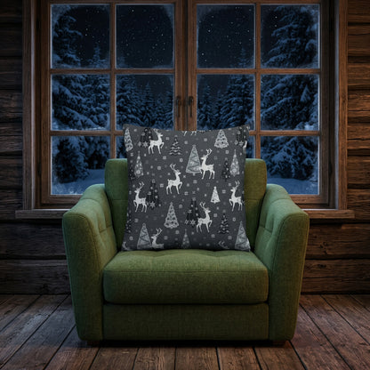 Glitzer Kissenhülle Silberne Nacht im Wald 40x40 cm