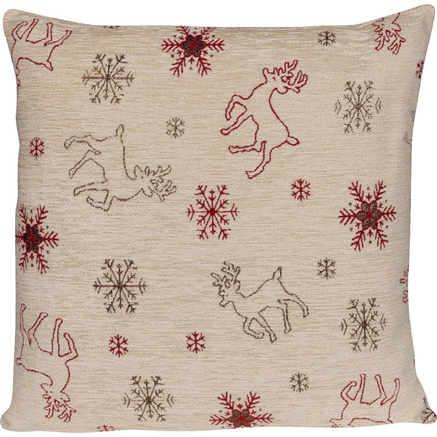 weihnachtliche Kissenhülle mit Rentieren und Schneeflocken - Starlight Deer Chenille - 40x40 cm - SPRÜGEL
