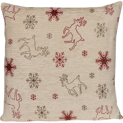 weihnachtliche Kissenhülle mit Rentieren und Schneeflocken - Starlight Deer Chenille - 40x40 cm - SPRÜGEL