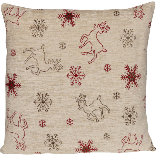 weihnachtliche Kissenhülle mit Rentieren und Schneeflocken - Starlight Deer Chenille - 40x40 cm - SPRÜGEL