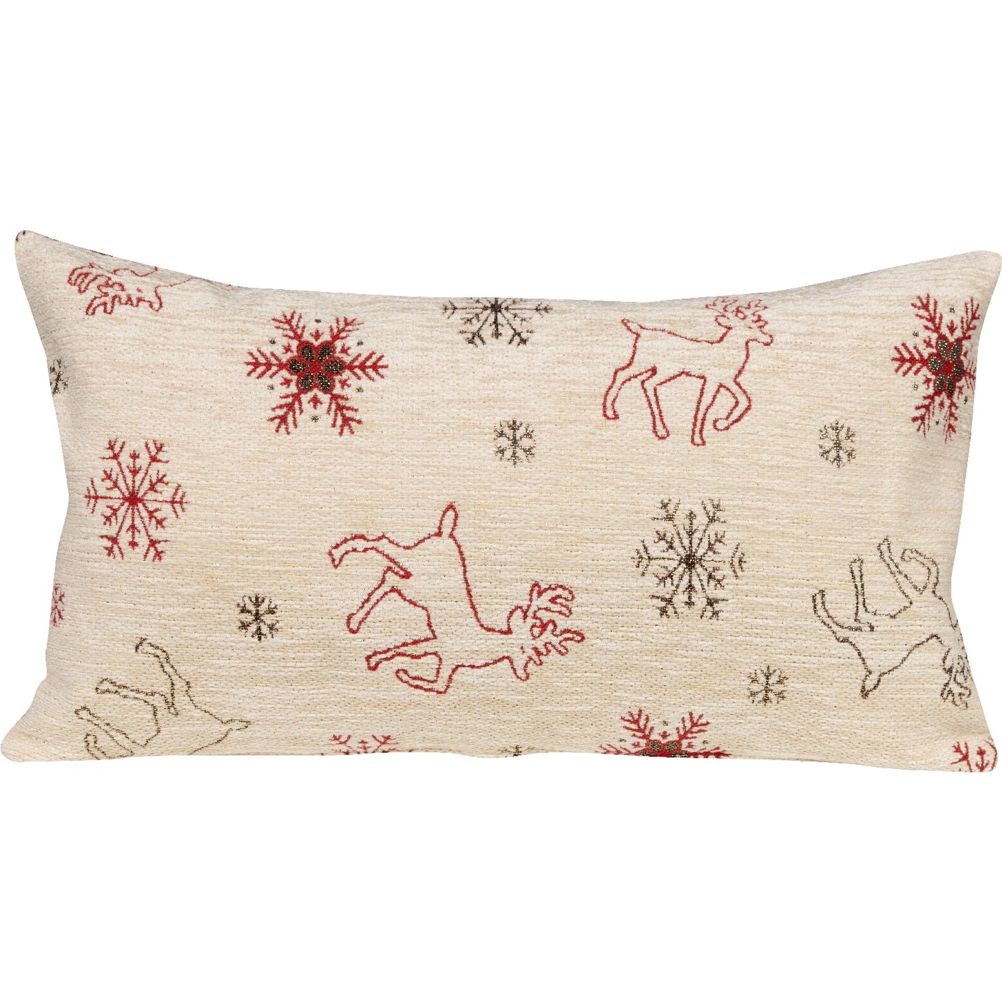weihnachtliche Kissenhülle mit Rentieren und Schneeflocken - Starlight Deer Chenille - 30x50 cm - SPRÜGEL