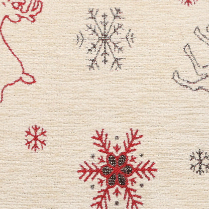 Samtweiche Chenille Kissenhülle Rentiere und Schneeflocken 40x40 cm | Glitzereffekt durch metallisierte Fasern