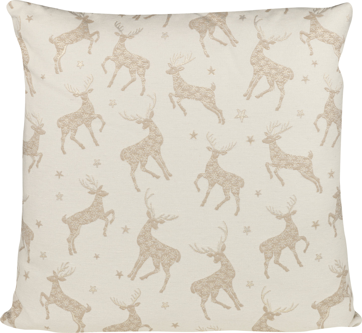 Kissenhülle Sparkle Deer Beige 40x40 cm | Fein & Glatt - Hirsch Schneeflocke Beige Gold