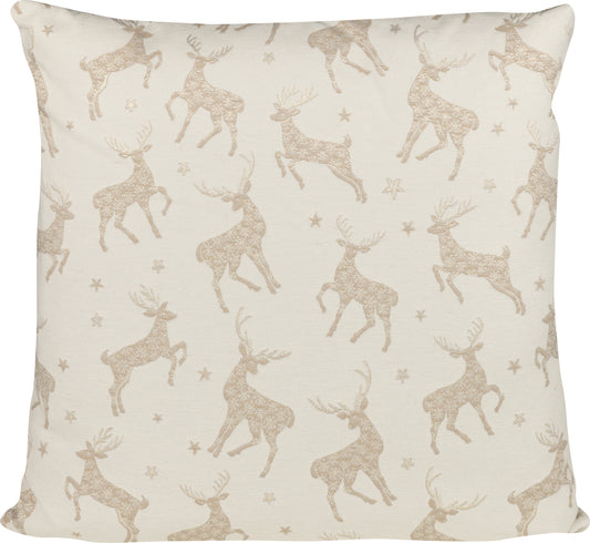 Kissenhülle Sparkle Deer Beige 40x40 cm | Fein & Glatt - Hirsch Schneeflocke Beige Gold