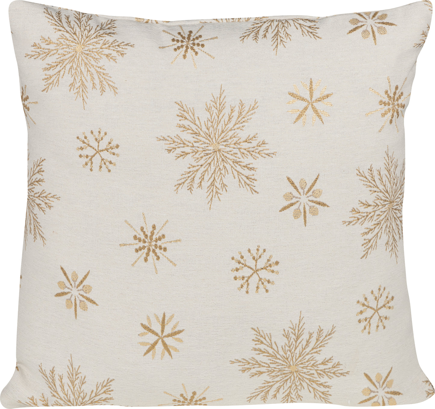 Kissenhülle Sparkle Snow Crystal 50x50 cm | Fest & Griffig - Schneeflocke Creme Gold