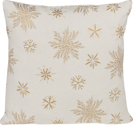 Kissenhülle Sparkle Snow Crystal 50x50 cm | Fest & Griffig - Schneeflocke Creme Gold