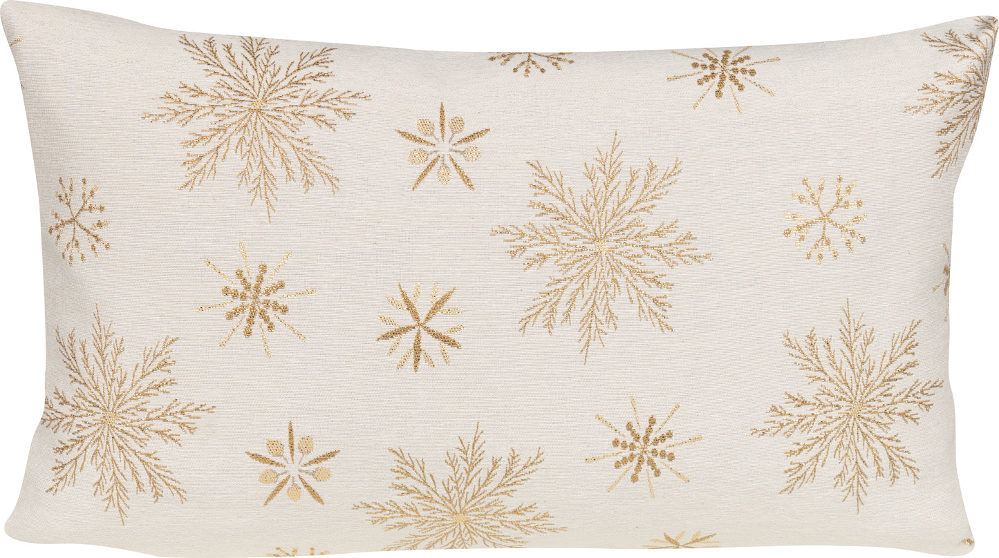 Kissenhülle Sparkle Snow Crystal 30x50 cm | Fest & Griffig - Schneeflocke Creme Gold
