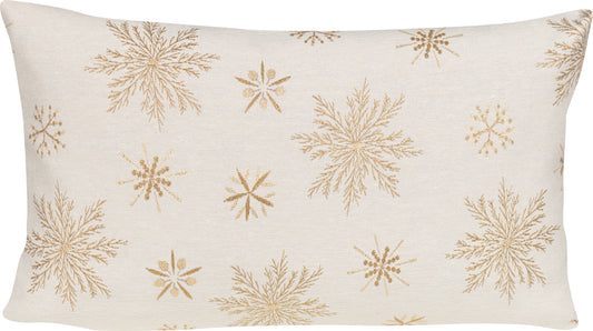 Kissenhülle Sparkle Snow Crystal 30x50 cm | Fest & Griffig - Schneeflocke Creme Gold