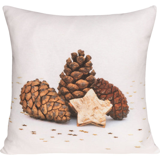 Kissenhülle mit Tannenzapfen und Holzstern - Cone Mix - Weihnachten - SPRÜGEL