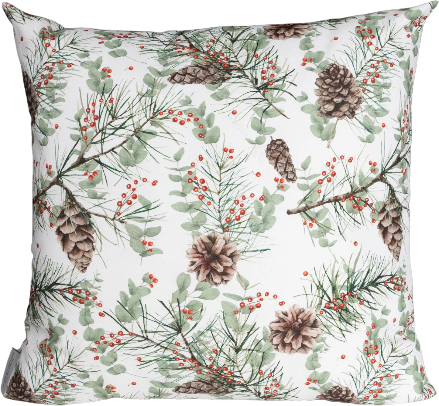 Kissenhülle mit Tannenzapfen und Eukalyptus – Navidad Pinas
