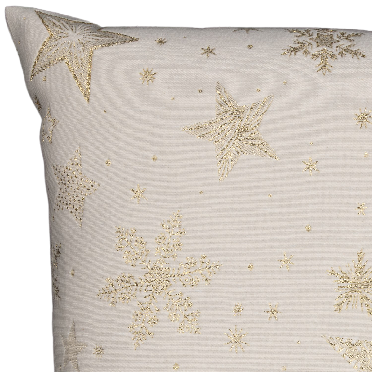 Kissenhülle Glamour Star Gold 50x50 cm | Fest & Griffig - Glitzereffekt Sterne Gold Creme